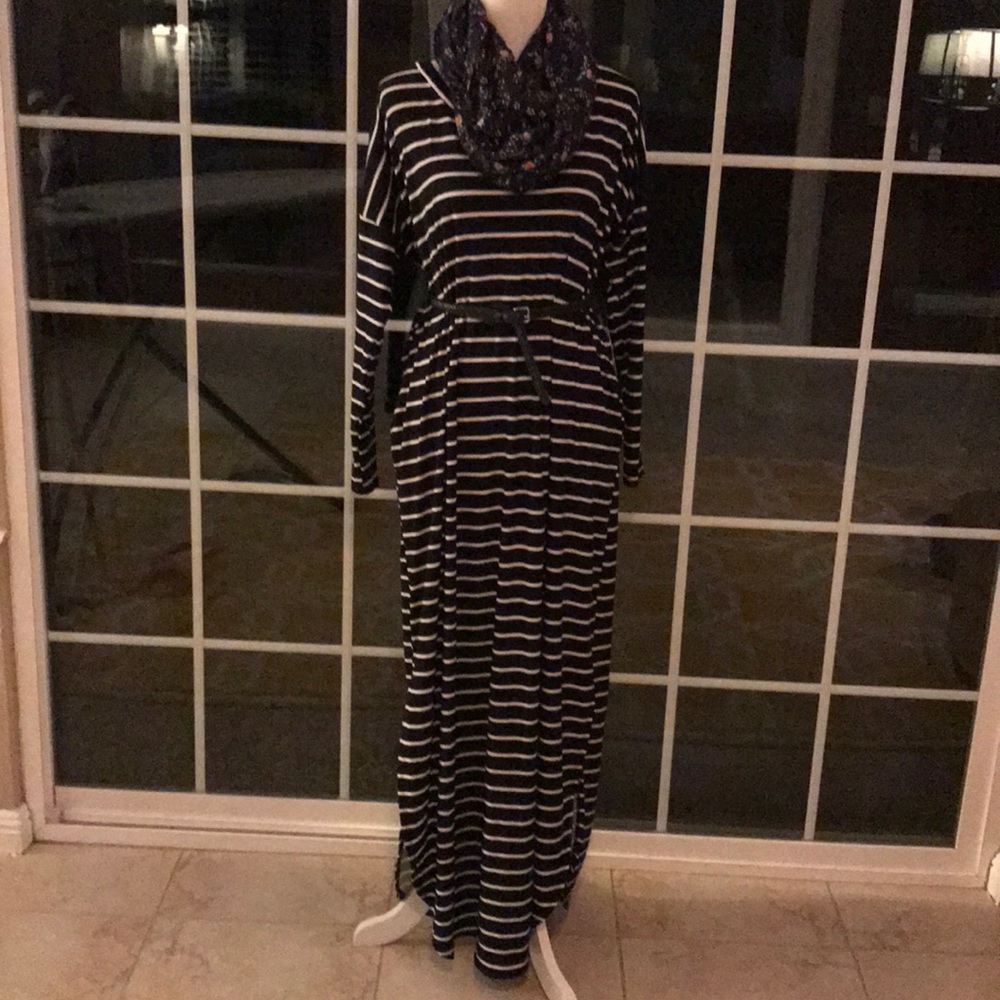 Reborn J navy striped v-neck dress